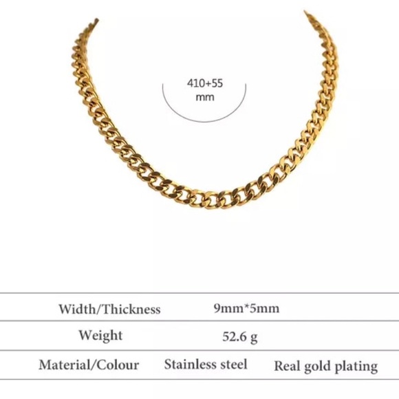 💛Gold Plated Texture Cuban Necklace - Picture 3 of 5